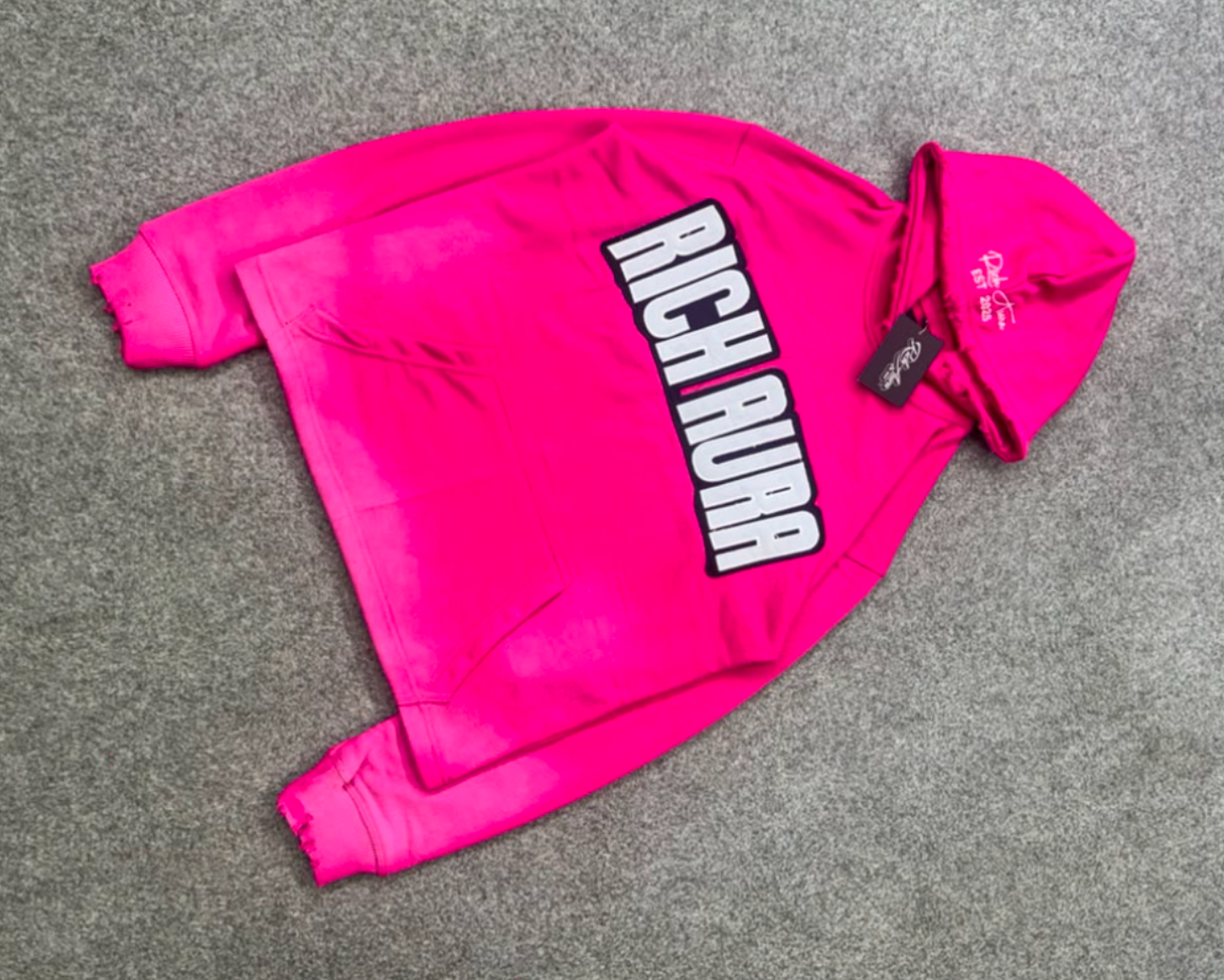 Rich Aura Pullover Hoodie- Hot Pink